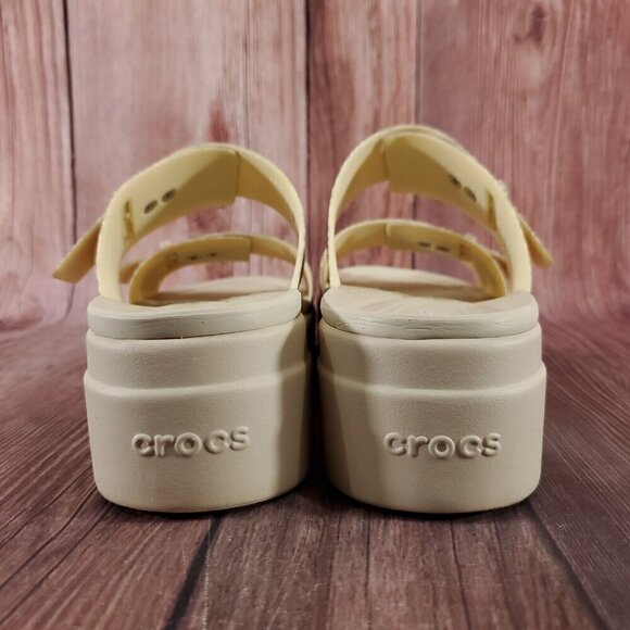 Crocs LiteRide Womens Sz 11 Brooklyn Snake Print Buckle Low Wedge Slides Sandals - Picture 11 of 15